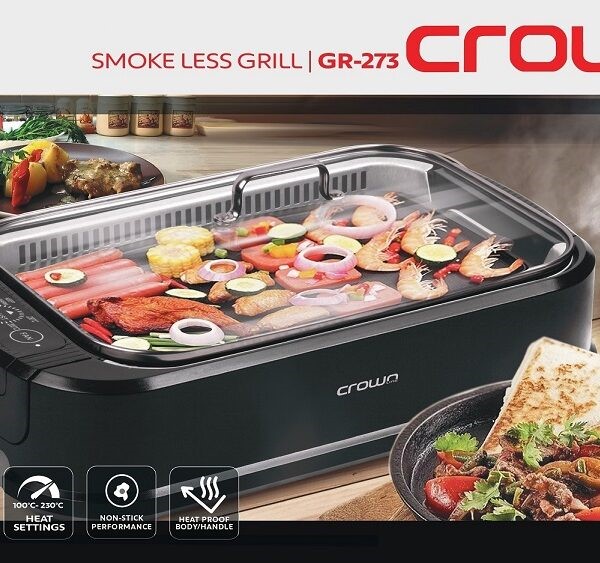 Grilling is one of the best ways to enjoy healthier food as it helps reduce the fat from meats and retains the nutrients in vegetables. The only downside is it should be done outside, so smoke doesn’t accumulate indoors. But what if there’s a storm or you simply don’t want to go out? Crownline solves that problem with our smokeless grill. Crownline GR-273 lets you enjoy grilling indoors, making it convenient for modern homes and camping in an RV. You can also use it for outdoor parties and patio grilling if you want to minimise cloudy smoke to avoid unwanted odours that can stick to your hair, skin, clothing, and furniture. While shopping for our grills, consider getting a Crownline food processor in the UAE to make one-of-a-kind sauces to go with your grilled delicacies! Grill anytime and anywhere GR-273 is an electric indoor grill that eliminates the need to go outside to satiate your craving for barbecue. Buy your own meats and vegetables and cook them in the comfort of your home or RV. Our smokeless grill runs on 1200W of power, with heat settings going from 100 to 230 degrees Celsius, allowing you to grill juicy steaks. The Turbo Smoke Extractor prevents smoke from triggering the smoke alarm or making your entire home smell like grilled meats. An authentic grilling experience without the fuss The perforated die-cast aluminium grill plate helps filter out the oils and leaves grill marks on the food (just like when you cook on a traditional charcoal grill). A drip plate collects those oils while reflecting heat to the food cooking on the grill. Do you want extra-scrumptious grilled food? Make your own sauces at home with a Crownline food processor in the UAE. Check out FP-164, our four-in-one food processor with a juicer, blender, mincer, and mill. It also has a two-speed and pulse piano button switch and a stainless steel cutting blade for making any recipe. Cleaning is a breeze. Our smokeless grill has a non-stick coating heating plate that minimises food residue and simplifies cleaning. Plus, the detachable, dishwasher-safe parts include the glass lid, silver heat reflector, and perforated heating plates. As a leading provider of kitchen appliances, Crownline promises the best value for your money and aims to satisfy your expectations with our high-quality smokeless grill and food processor in the UAE. So, if you’re looking for the ultimate grill and food processor, drop by any National Store outlet to personally see and learn more about these products. You can also shop for our products on Amazon or Noon.com.
